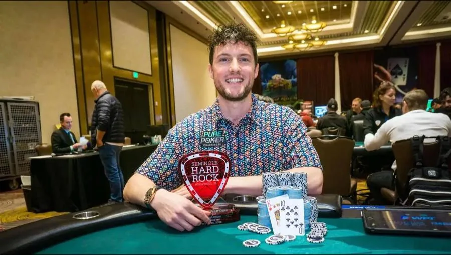 Thomas Boivin with the champion's trophy at Seminole Hard Rock